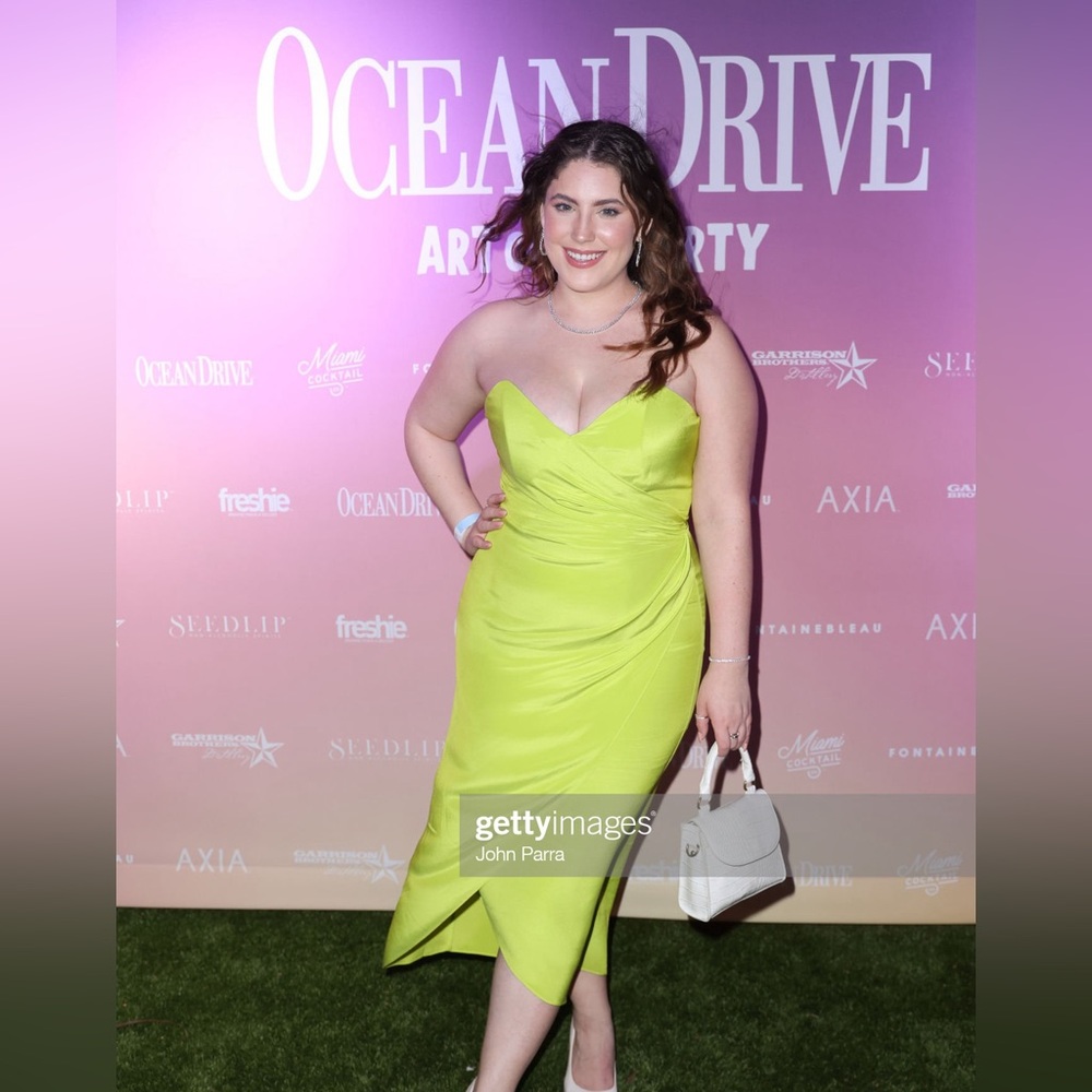 Nicole Miller Lime Green Midi Dress